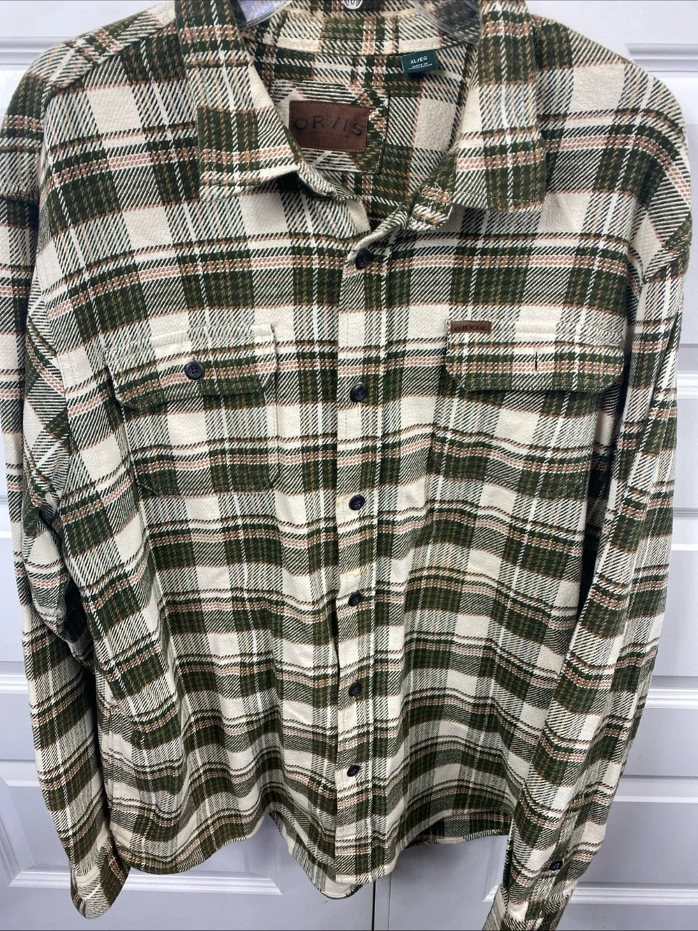 Orvis Heavyweight Flannel Shirt Jacket Mens XL Plaid Button Front Shacket Outdoo
